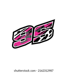 vector number NINETY FIVE colorful full color for free design.