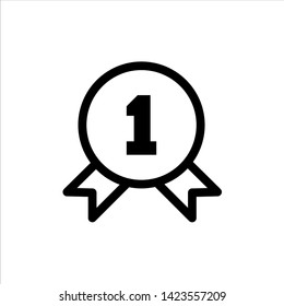 Vector number one badge, best choice outline web icon. black symbol with flat line style icon for web site design, logo, app, UI isolated on white background