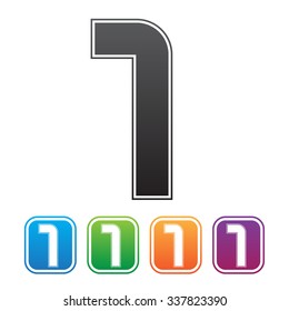 vector number one in Blue, green, purple, orange