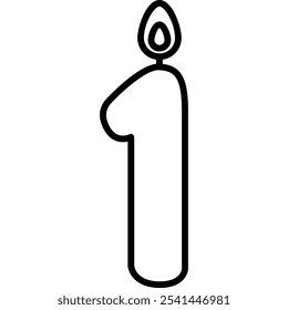 a vector of the number one with a candle on top