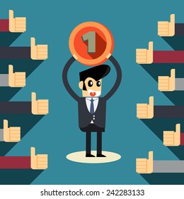 vector of a number one cartoon