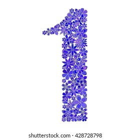 Vector number one made of flowers.