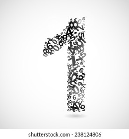 Vector number one from numbers. Eps 10 illustration.