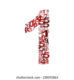 Vector number one from numbers. Eps 10 illustration.