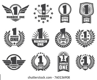 Vector number one retro corporate identity logos and labels. Set of one number logo, first numerical logotype illustration