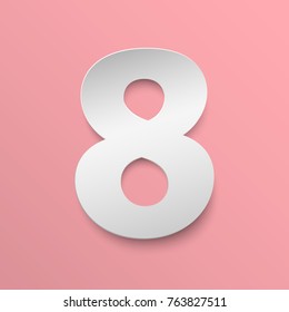 Vector number. Paper font number 8. Vector illustration in paper style