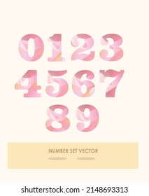 Vector number. Pink hologram set eps 10.