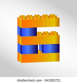 Vector number from plastic constructor. Six