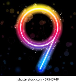 Vector - Number Rainbow Lights  Glitter with Sparkles