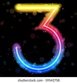 Vector - Number Rainbow Lights  Glitter with Sparkles