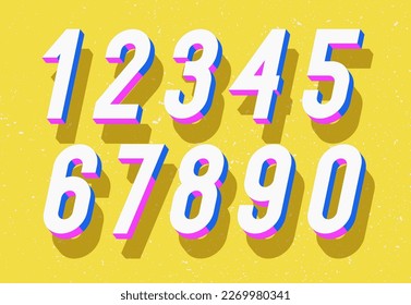 Vector number set 3d bold style modern typography
