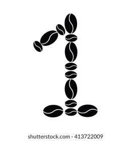 Vector number set from coffee beans