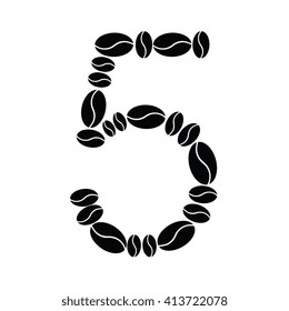 Vector number set from coffee beans