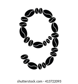Vector number set from coffee beans