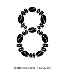 Vector number set from coffee beans