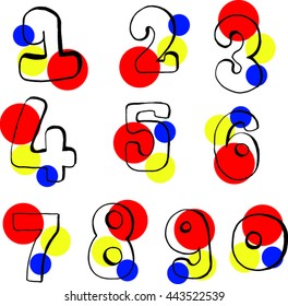 Vector number set with the dot color.