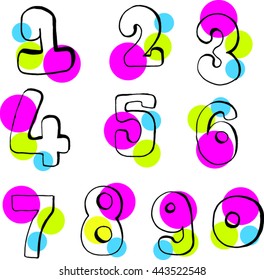 Vector number set with the dot color.