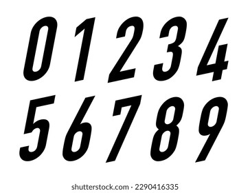 Vector number set sans serif black color