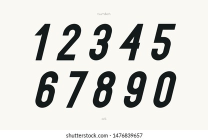 Vector number set slanted style modern typography for infographic, poster, decoration, animation, t shirt, racing, game, birthday, promotion, sale banner, printing. Cool font. Vector 10 eps