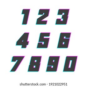 Vector number set trendy color font. For mobil app logo, creative poster, design element and more