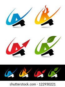 Conjunto de números de vectores de varios iconos de logotipo swoosh 4