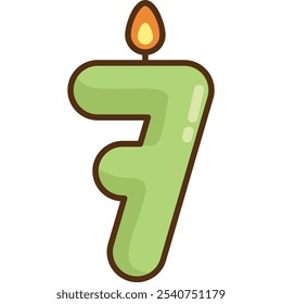 a vector of the number seven with a candle on top
