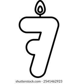 a vector of the number seven with a candle on top