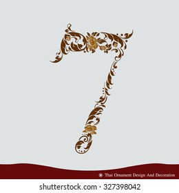 Vector of Number Seven in the old vintage style. ABC concept type as logo. Typography design