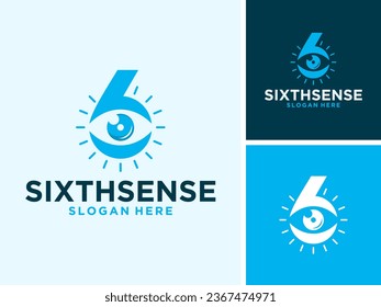 Vector number six eyes sixth sense minimalist logo