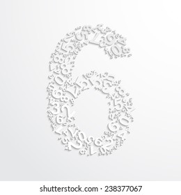 Vector number six from numbers. Eps 10 illustration.