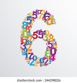 Vector number six from numbers. Eps 10 illustration.