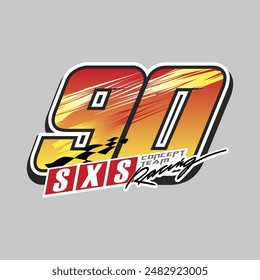 Vector number for sports and racing number 90 gray background