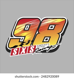 Vector number for sports and racing number 98 gray background