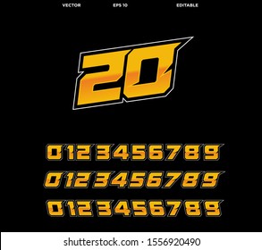 Vector number template racing decals design