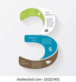 Vector number three business infographic, diagram, presentation, with options