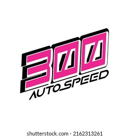 vector number THREE HUNDRED and text AUTO SPEED, for free design.