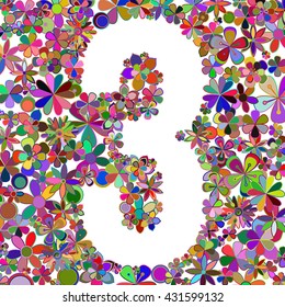 Vector number three made of flowers.