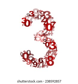 Vector number three from numbers. Eps 10 illustration.
