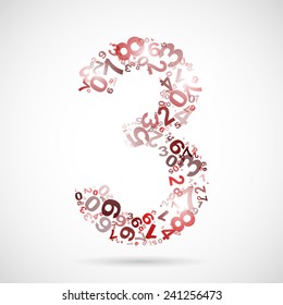 Vector number three from numbers. Eps 10 illustration.