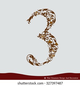 Vector of Number Three in the old vintage style. ABC concept type as logo. Typography design