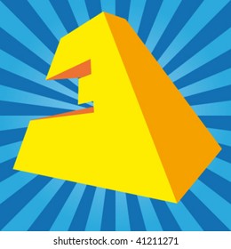 vector number three on a disco background.