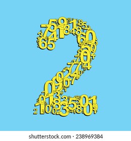 Vector number two from numbers. Eps 10 illustration.