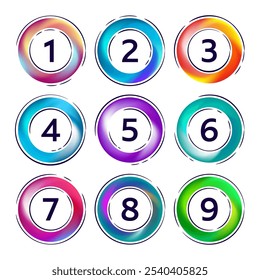 Vector number web buttons isolated on white