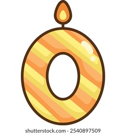 a vector of the number zero with a candle on top