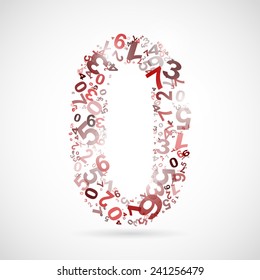 Vector number zero from numbers. Eps 10 illustration.