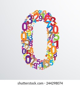 Vector number zero from numbers. Eps 10 illustration.