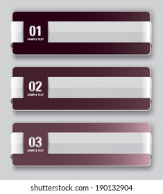 Vector Numbered Banners with Ribbons. Abstract Design.