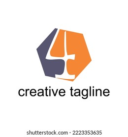 Vector of numbers 4 and hexagon shapes, for free designs or for content creator logos.