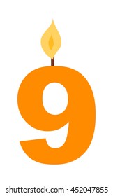 Vector numbers candles in flat style