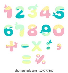 Vector numbers for children with butterflies